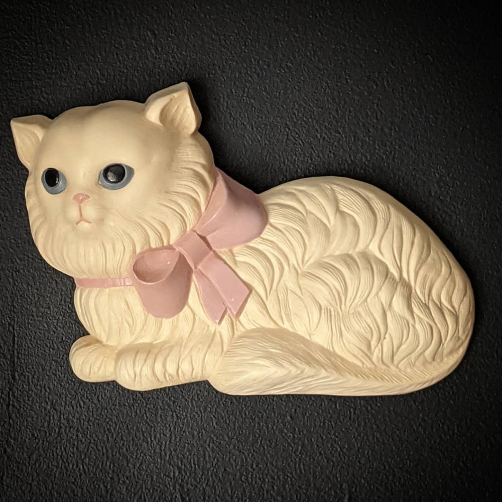 VTG HOMCO BURWOOD fluffy Kitty wall plaque VINTAGE NURSERY DECOR